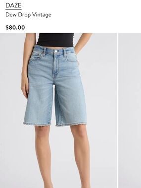 DAZE Light Wash Denim Bermuda Shorts